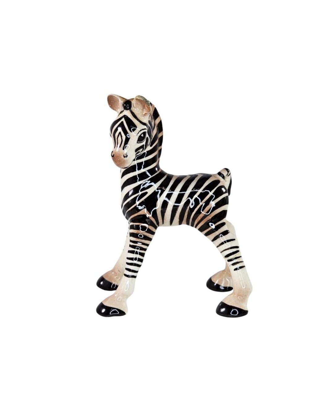 Vintage 1950s Hagen Renaker DW Zebra Baby Figurine Monrovia Ceramic *Repaired*